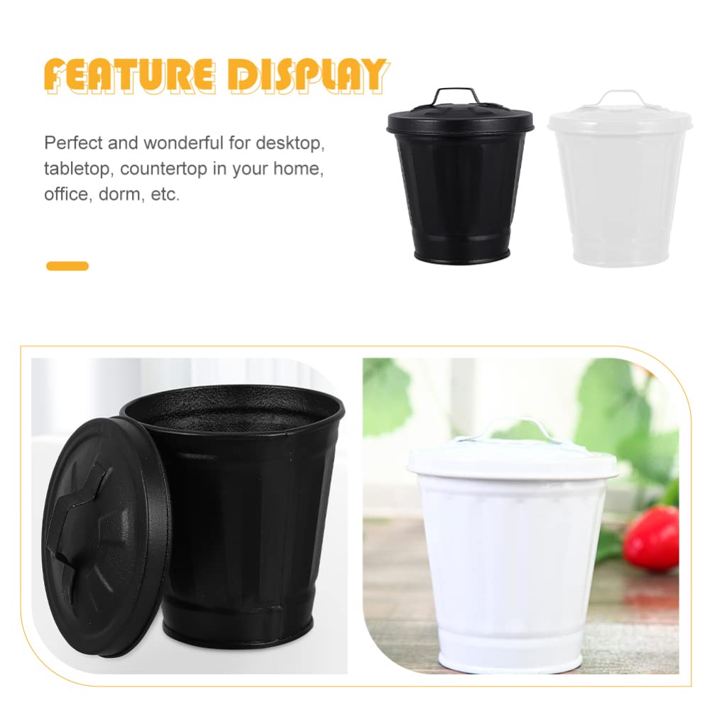 iplusmile 2 Pack Metal Trash Can with Lid - 10 Gallon Stainless Steel Waste Bin for Kitchen, Bathroom, Office & Outdoor Use