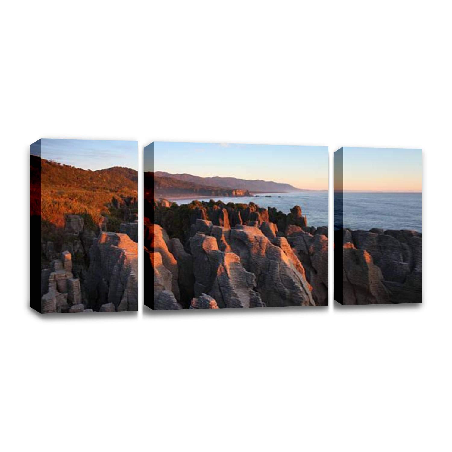 CCArtist Pancake Rocks Canvas Print - Punakaiki New Zealand Landscape Wall Art, Royalty-Free Modern Painting for Living Room & Bedroom Decor | Nature-Inspired Home & Office Wall Decor