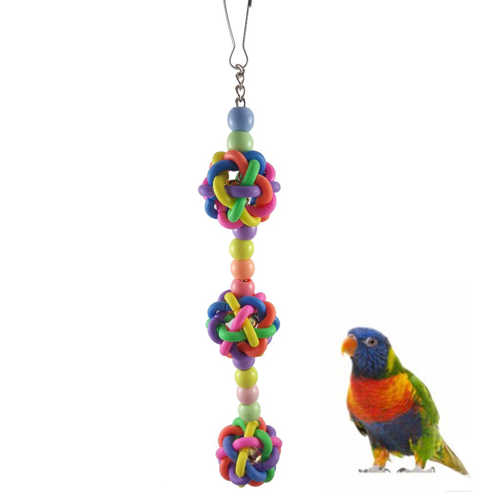 Colorful Parrot Chew Toys with Bells - Round Bead Bird Cage Toys for Small Parakeets, Cockatiels & Conures | Perfect for Playtime, Training & Mental Stimulation