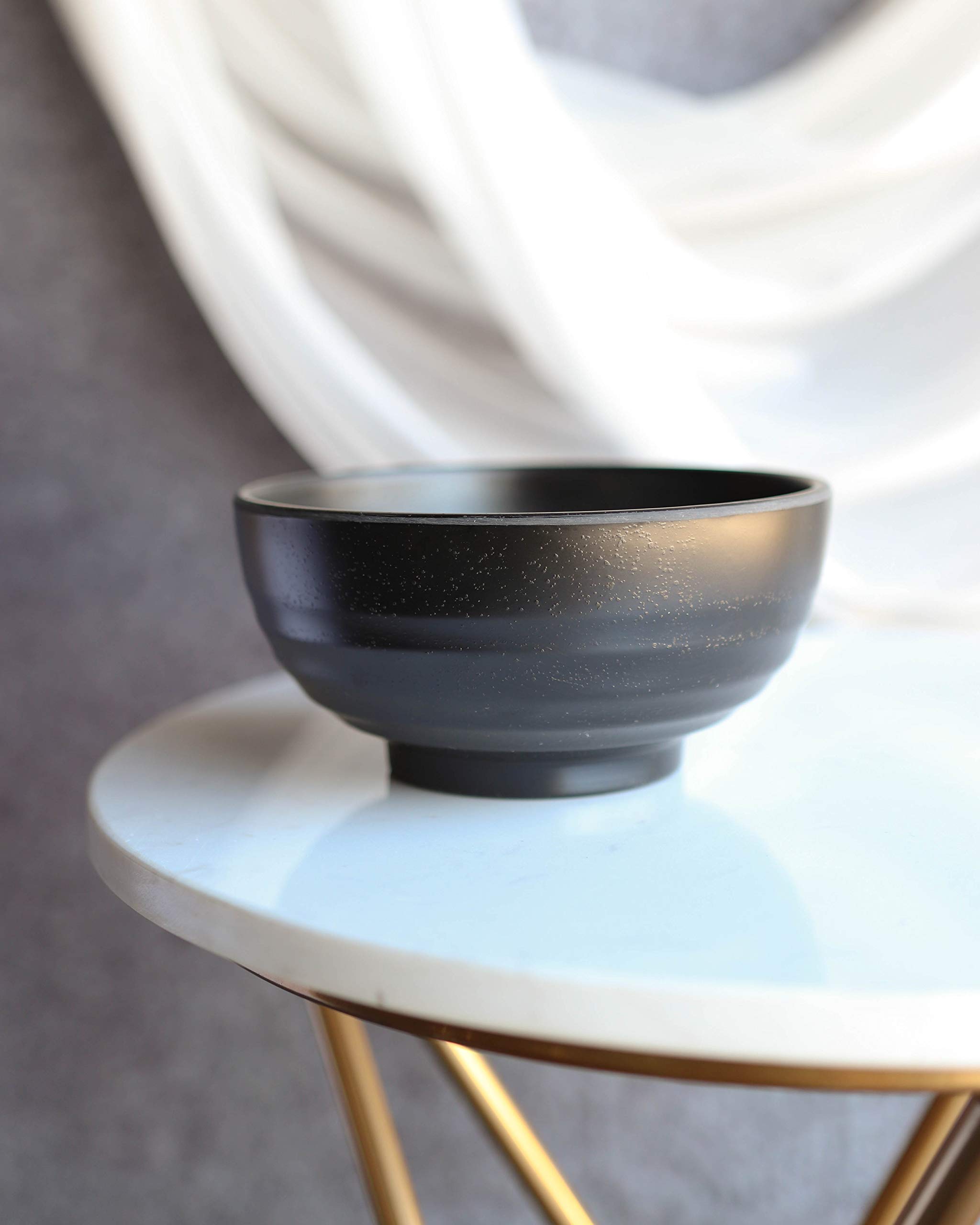 Ebros Matte Black Melamine Bowls - 6 Pack for Asian Cuisine & Dining