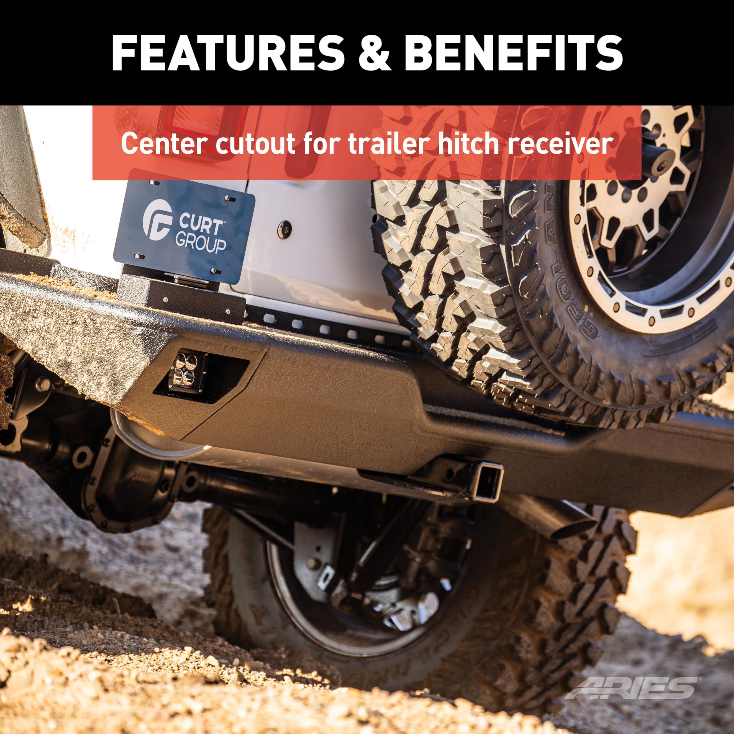ARIES 2082081 TrailChaser Black Steel Rear Bumper with LED Lights for Jeep Wrangler JL (2018-2023) | Heavy Duty Off-Road Protection | Perfect for Rock Crawling & Overlanding Adventures