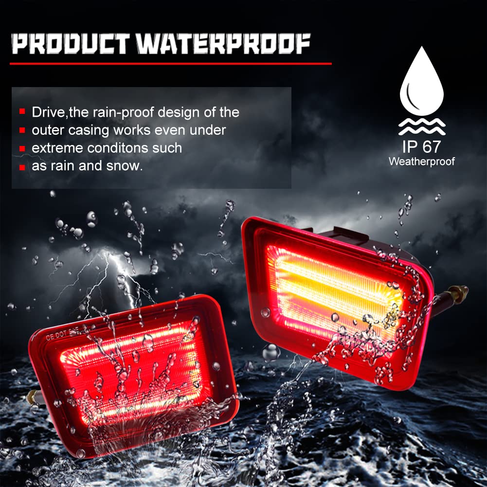 Red LED 3-in-1 Fog Lamp Kit - Compatible with 2005-2009 Hummer H2 | Rear Bumper Reflector, Turn Signal & Brake Tail Lights Replacement | Off-Road & Night Driving Safety Upgrade