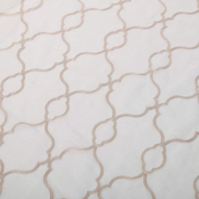Embroidered Lattice Grommet Sheer Curtain Panel Set - Elegant Window Treatment for Living Room & Bedroom - Light Filtering & Privacy Sheers