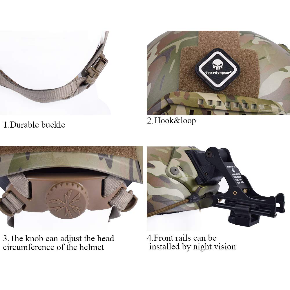 EMERSONGEAR Tactical Adjustable Fast Helmet MH Style - Lightweight Military Helmet for Airsoft, Paintball, Outdoor Sports & Survival Training | Perfect for Tactical Games, Hunting & Adventure Activities