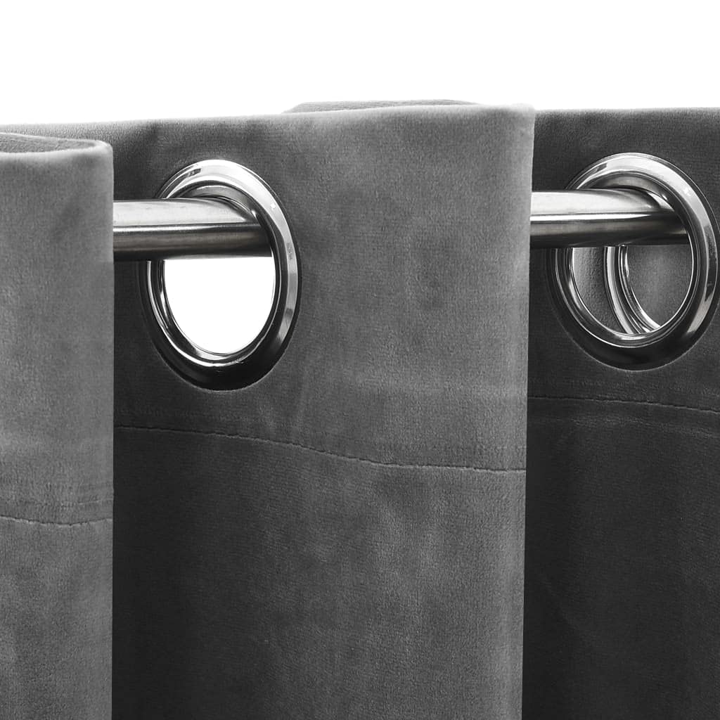 Blackout Curtains with Rings - 2 Pack Room Darkening Velvet Curtains 37x63 Inches in Gray for Bedroom | Thermal Insulated Light Blocking Drapes for Better Sleep & Home Theater Experience
