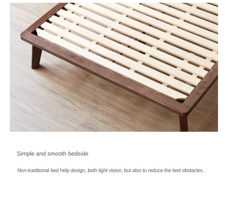 Solid Oak Wood Platform Bed Frame - Queen Size, No Headboard - Modern Minimalist Bedroom Furniture for Small Spaces & Studio Apartments