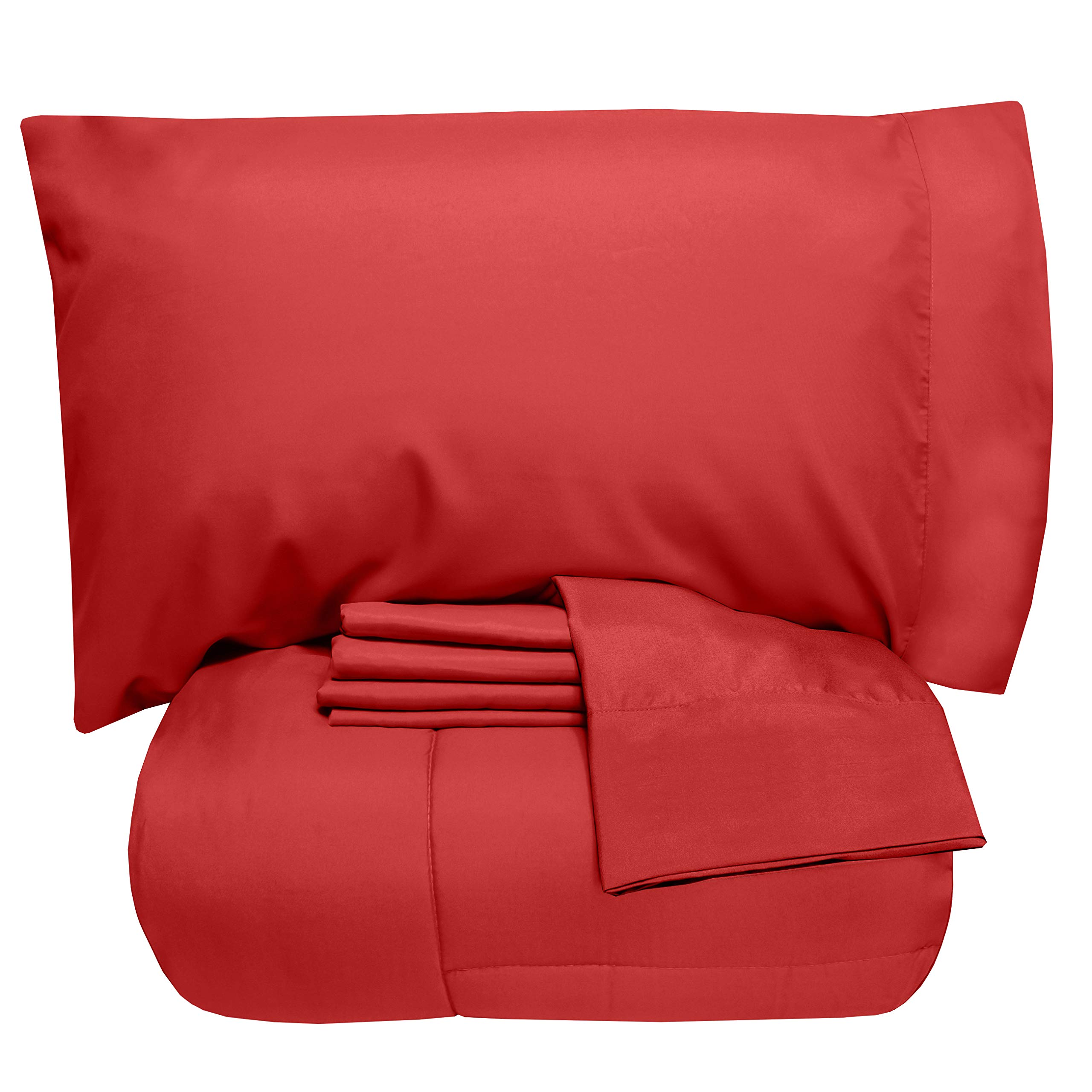 5 Piece Twin XL Comforter Set - All Season Soft Down Alternative Blanket & Luxurious Cotton Bedding - Fits Mattress Up to 18