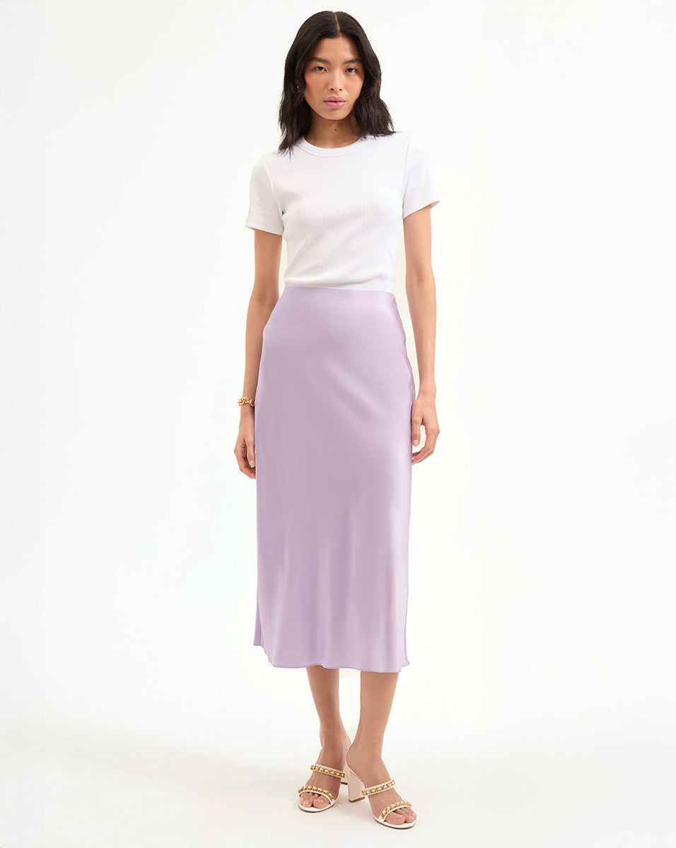 Clover Stretch Silk Slip Skirt - Women's Comfortable & Elegant Midi Skirt for Casual & Evening Wear | Perfect for Date Night, Office & Special Occasions