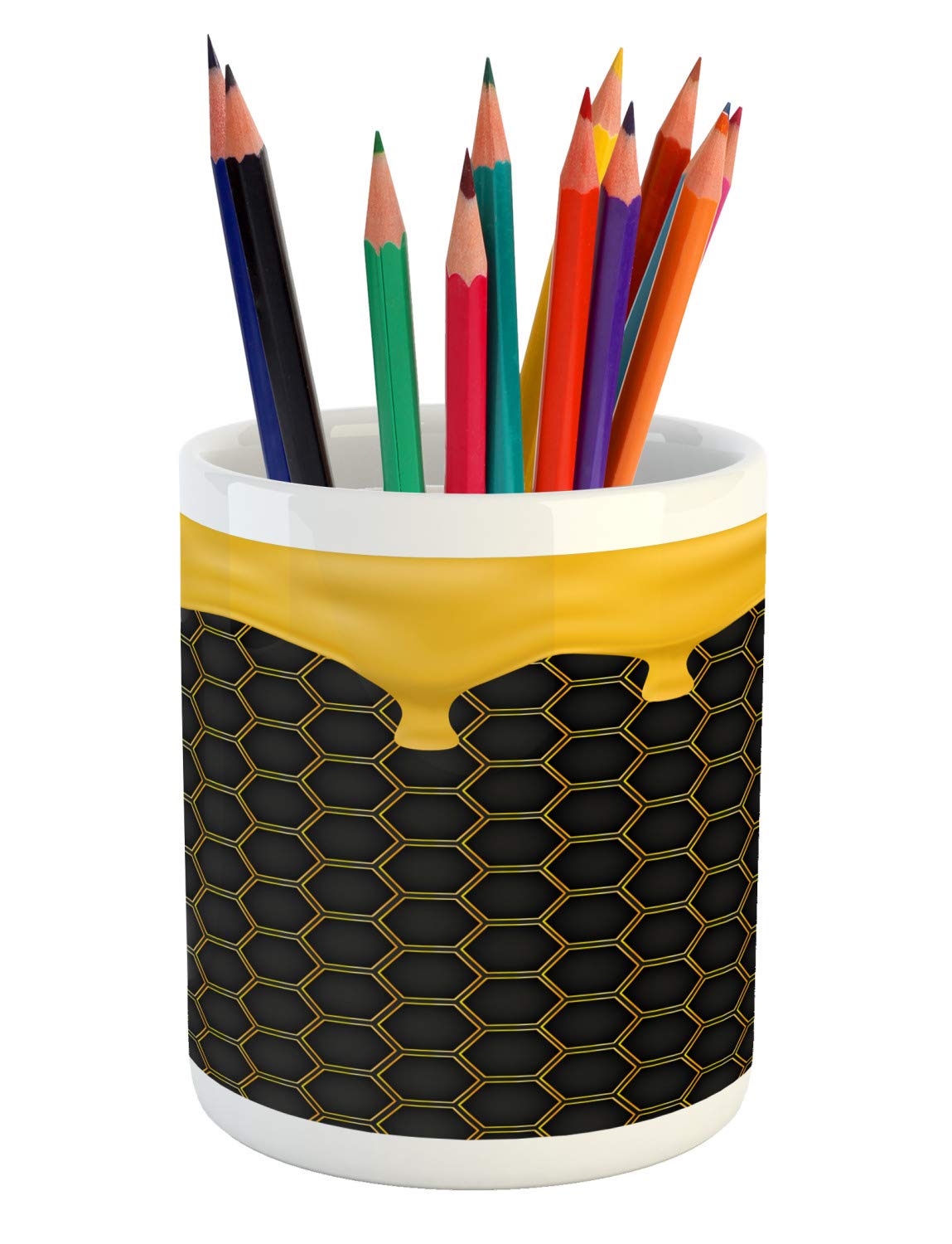 Ambesonne Ceramic Honeycomb Pen Holder - 3.6