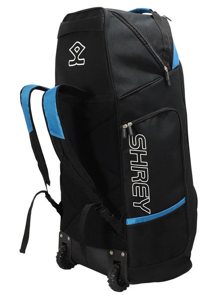 Shrey Original Pro Premium Duffle Wheelie Cricket Bag - Black & Blue | Large Capacity Sports Gear for Cricket Matches & Travel | Perfect for Players & Coaches