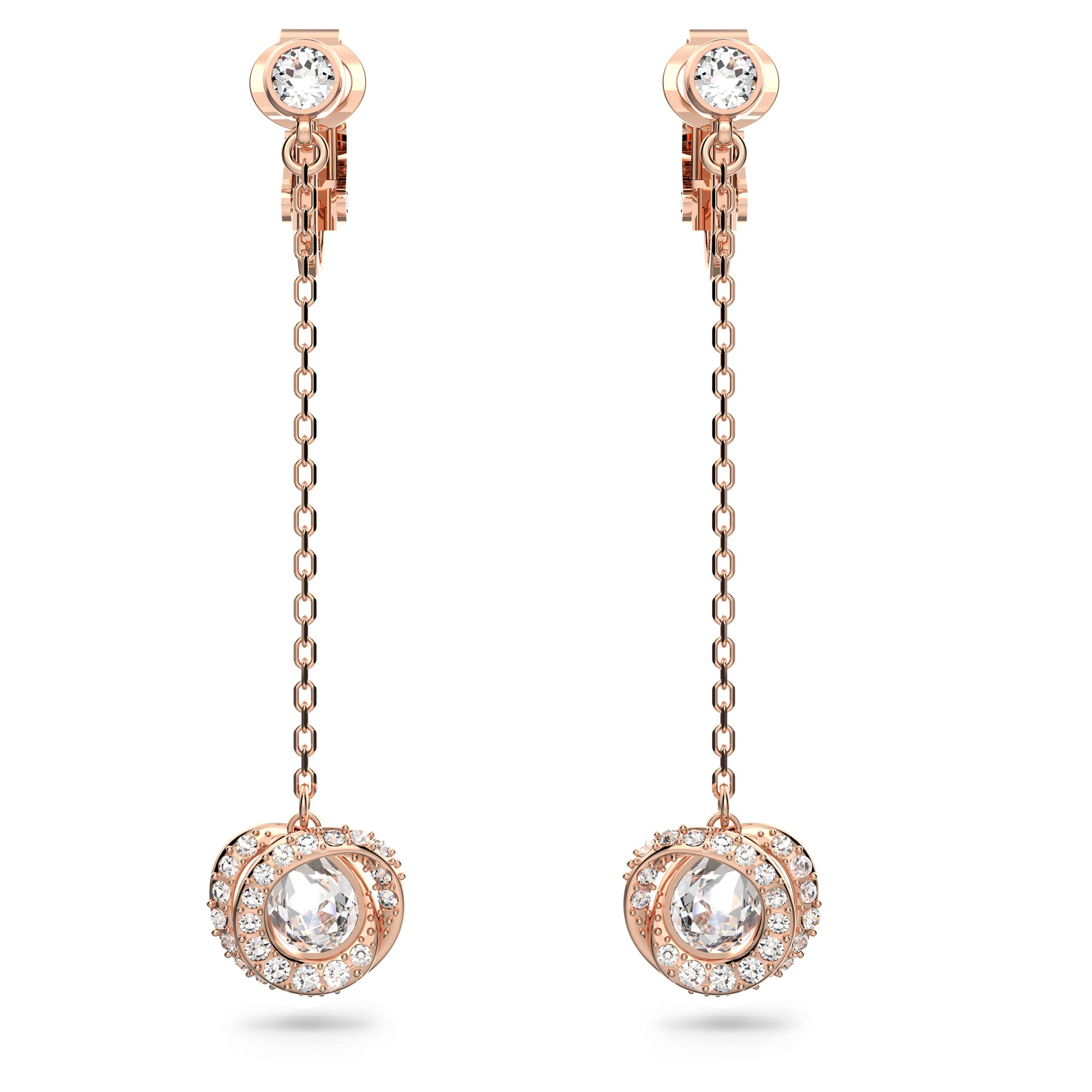 Trendy Generation Clip-On Earrings - Long White Rose Gold Tone Plated for Women | Perfect for Parties, Weddings & Special Occasions