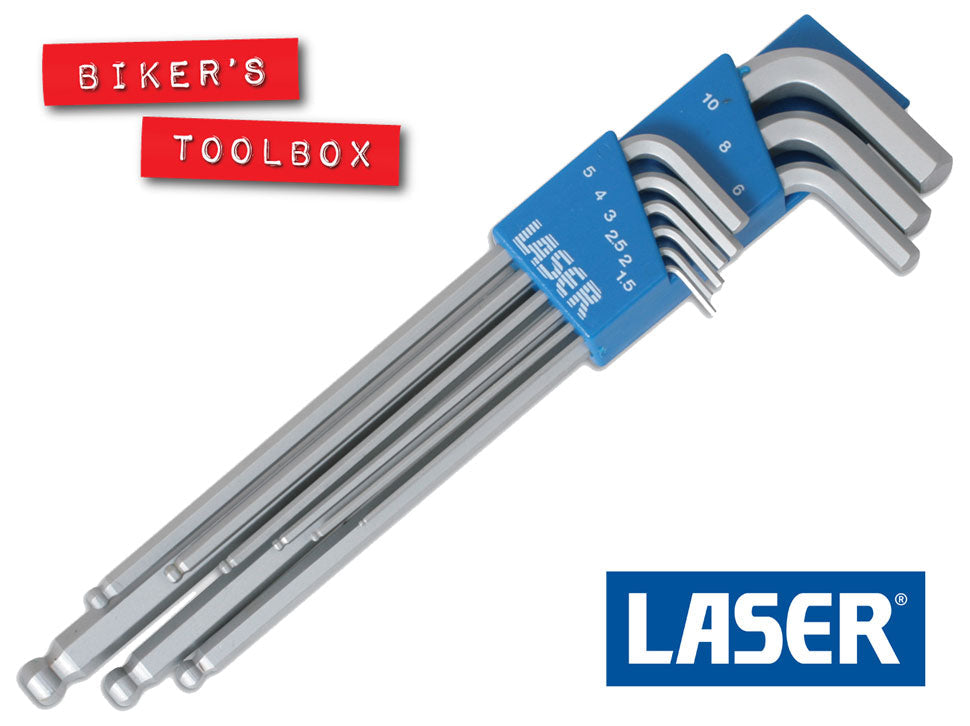 9 Piece Extra Long Ball End Hex Key Set - Professional Metric & SAE Allen Wrench Kit for DIY, Automotive, and Furniture Assembly