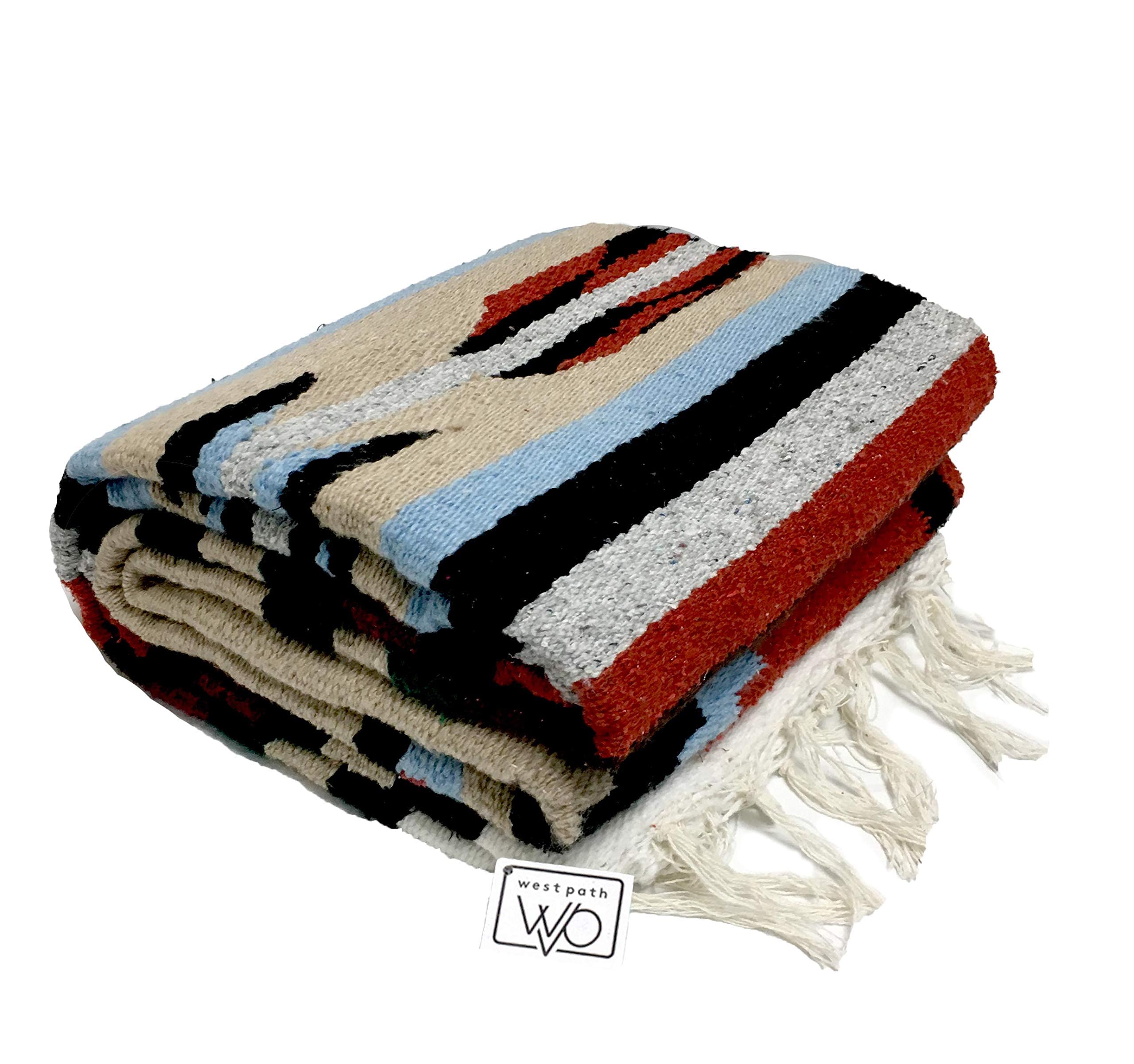 Authentic Mexican Thunderbird Blanket - XL Handwoven Southwestern Tapestry | Navajo Aztec Style Yoga Throw | Tan Brown Eagle Design for Home Decor, Wall Hanging & Outdoor Use
