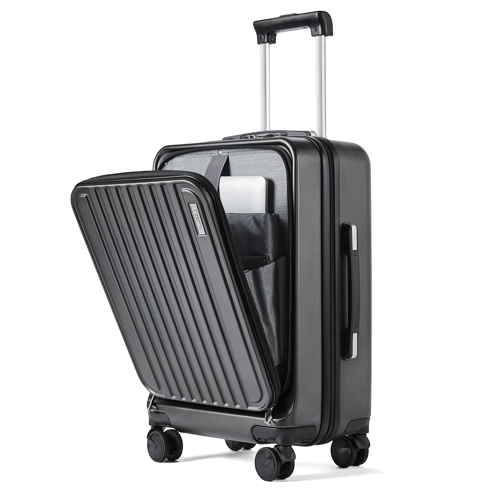 20 Inch Carry on Luggage 22x14x9 Airline Approved - Lightweight TSA Approved Suitcase with Front Compartment & Wheels for Travel - Perfect for Business Trips & Weekend Getaways (Black)