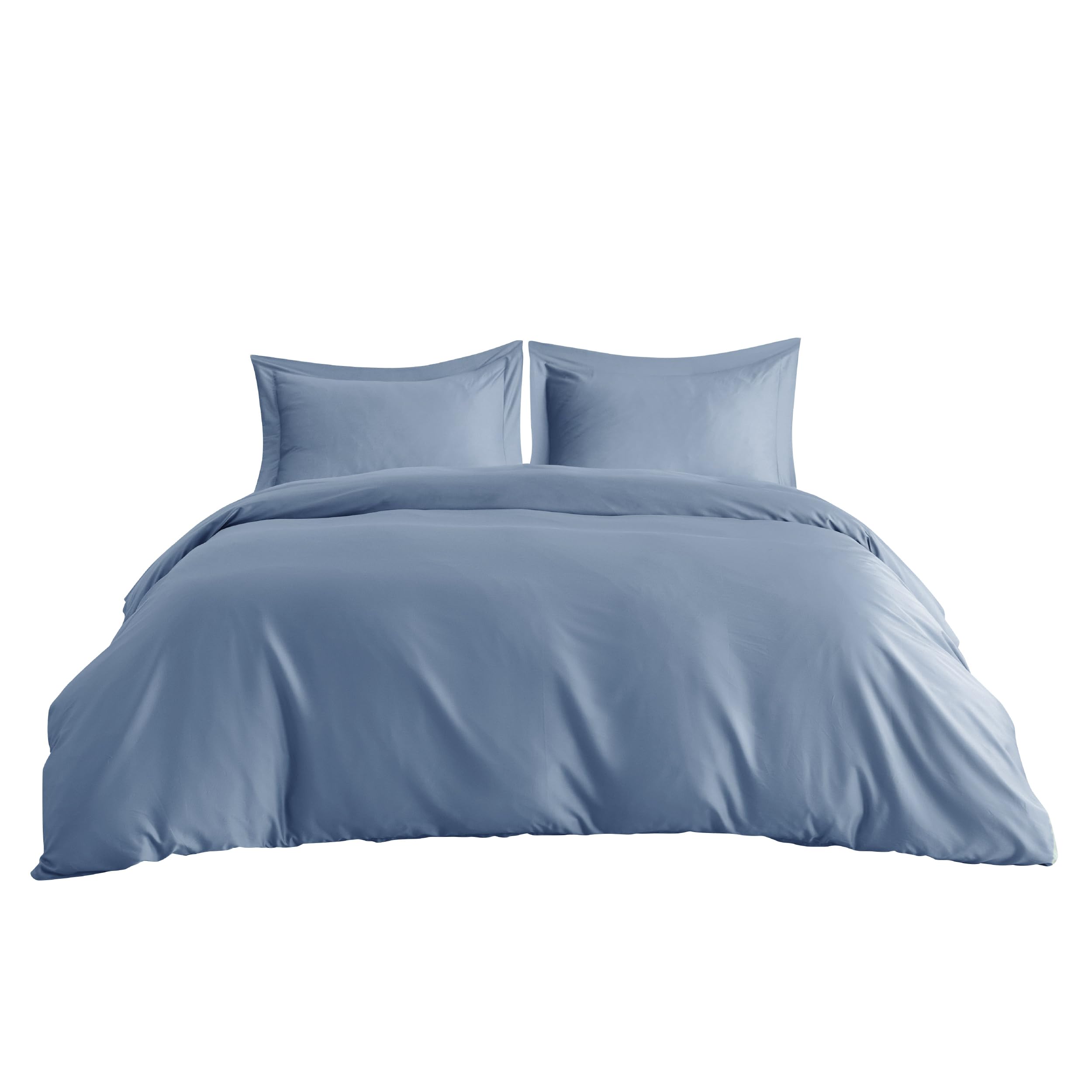 Bedsure Cooling Duvet Cover Queen Size - Moisture-Wicking Silky Eucalyptus Lyocell Cotton Blend Comforter Cover Set for Hot Sleepers - Buttery Soft, Breathable & Cooling Bedding in Slate Blue - Perfect for Summer Nights & Hot Sleepers