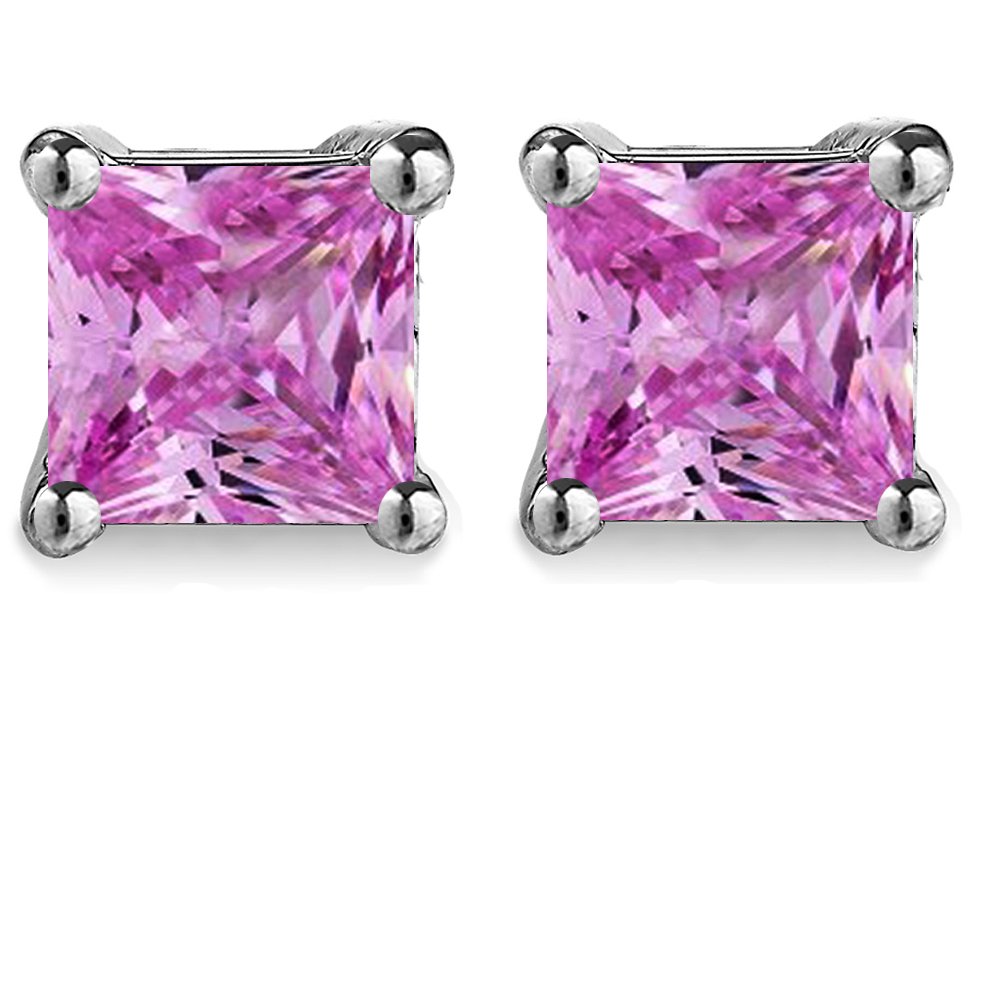 FANTOM 925 Sterling Silver Princess Cut Pink Gemstone Pendant & Earrings Gift Set - 1 Ct Pendant & 2 CtW Earrings | Elegant Jewelry for Women, Perfect for Valentine's Day, Anniversary & Special Occasions