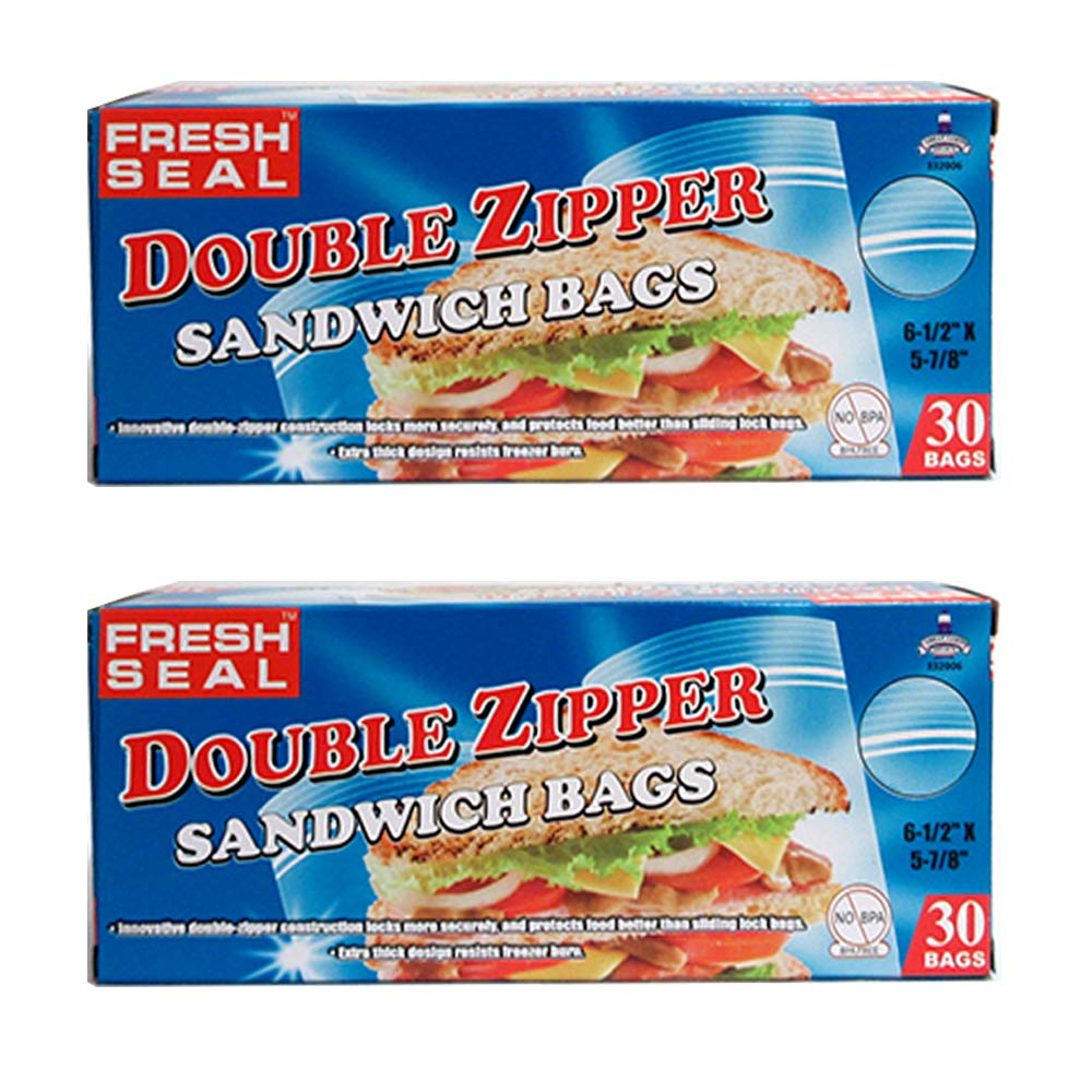 60 Count Sandwich Bags for Storage | Reusable Snack Bags | Easy Grip Open & Close | Perfect for School Lunch, Picnics & Meal Prep