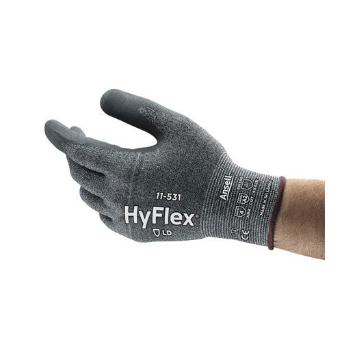 Ansell Hyflex 11-531 Size 8 Cut Resistant Work Gloves - Durable Safety Gloves for Construction, Woodworking & DIY Projects