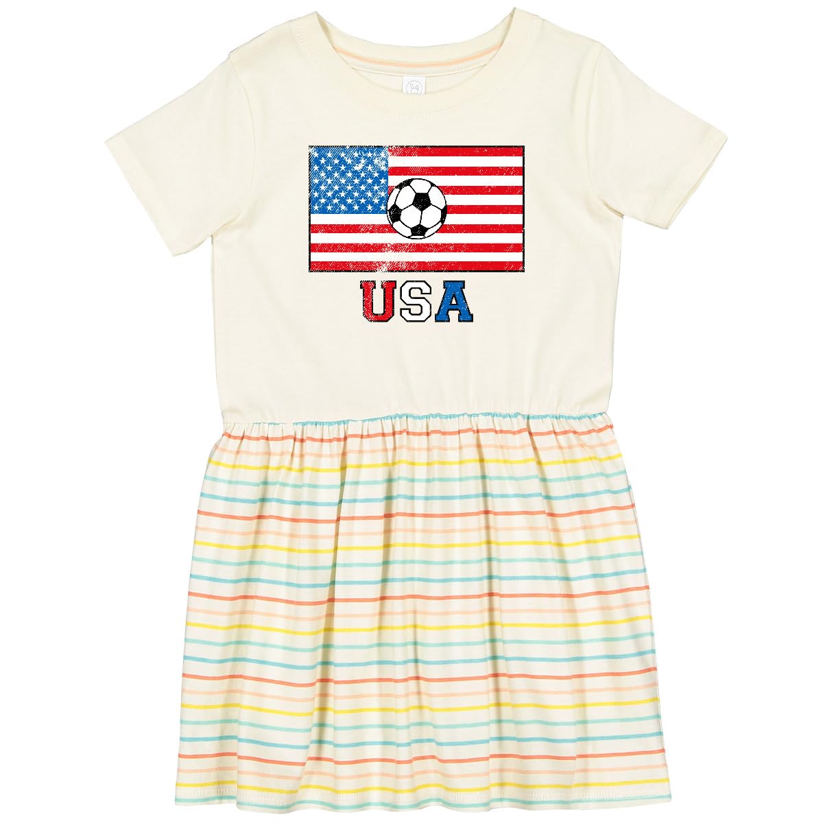 Inktastic USA Soccer Toddler Dress - Cute Girls' Soccer Team Outfit for Toddlers 2T-4T - Perfect for Game Day, Birthday Parties & Playdates