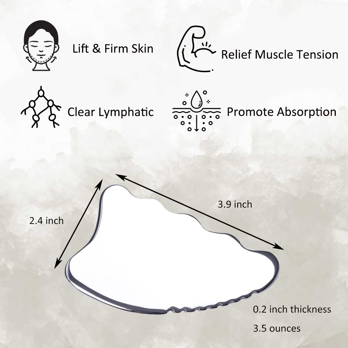Premium Stainless Steel Gua Sha Scraping Tool - Lymphatic Drainage Massage Board for Cellulite Reduction & Muscle Pain Relief - Spa, Acupuncture & Trigger Point Therapy - Perfect for Facial Care, Body Sculpting & Relaxation at Home