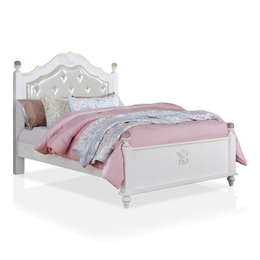 Furniture of America Mondu 3-Piece White Wood Bedroom Set - Full Size Bed Frame with 2 Nightstands for Modern Home Decor | Perfect for Master Bedroom, Guest Room & Apartment Living
