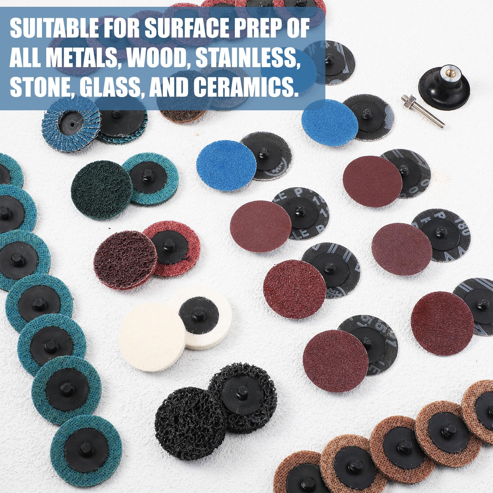 216 Pcs 2 Inch Sanding Discs Set with 1/4