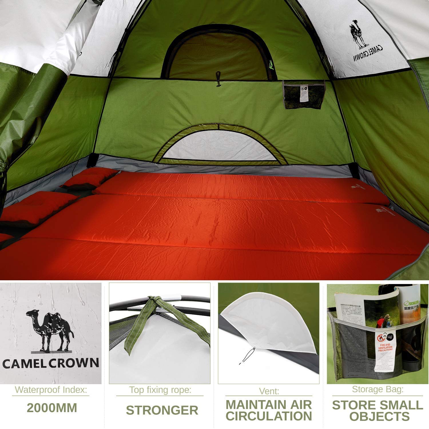 CAMEL CROWN 2-5 Person Waterproof Camping Tent - Lightweight for Hiking & Backpacking