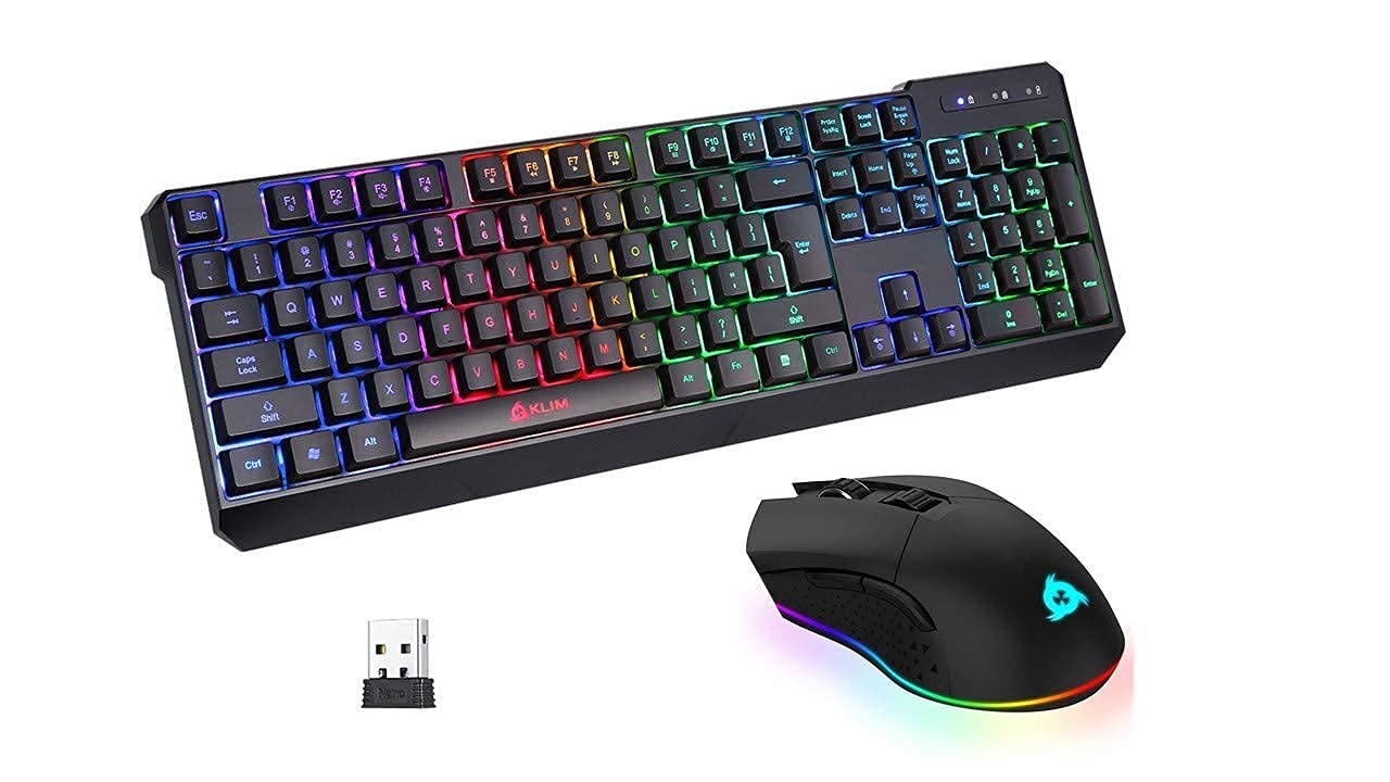 KLIM RGB Wireless Gaming Keyboard and Mouse Bundle - Chroma Backlit Keyboard & Blaze Gaming Mouse - 2021 Black Edition for PC Gamers | Perfect for FPS, MOBA & Streaming Setups