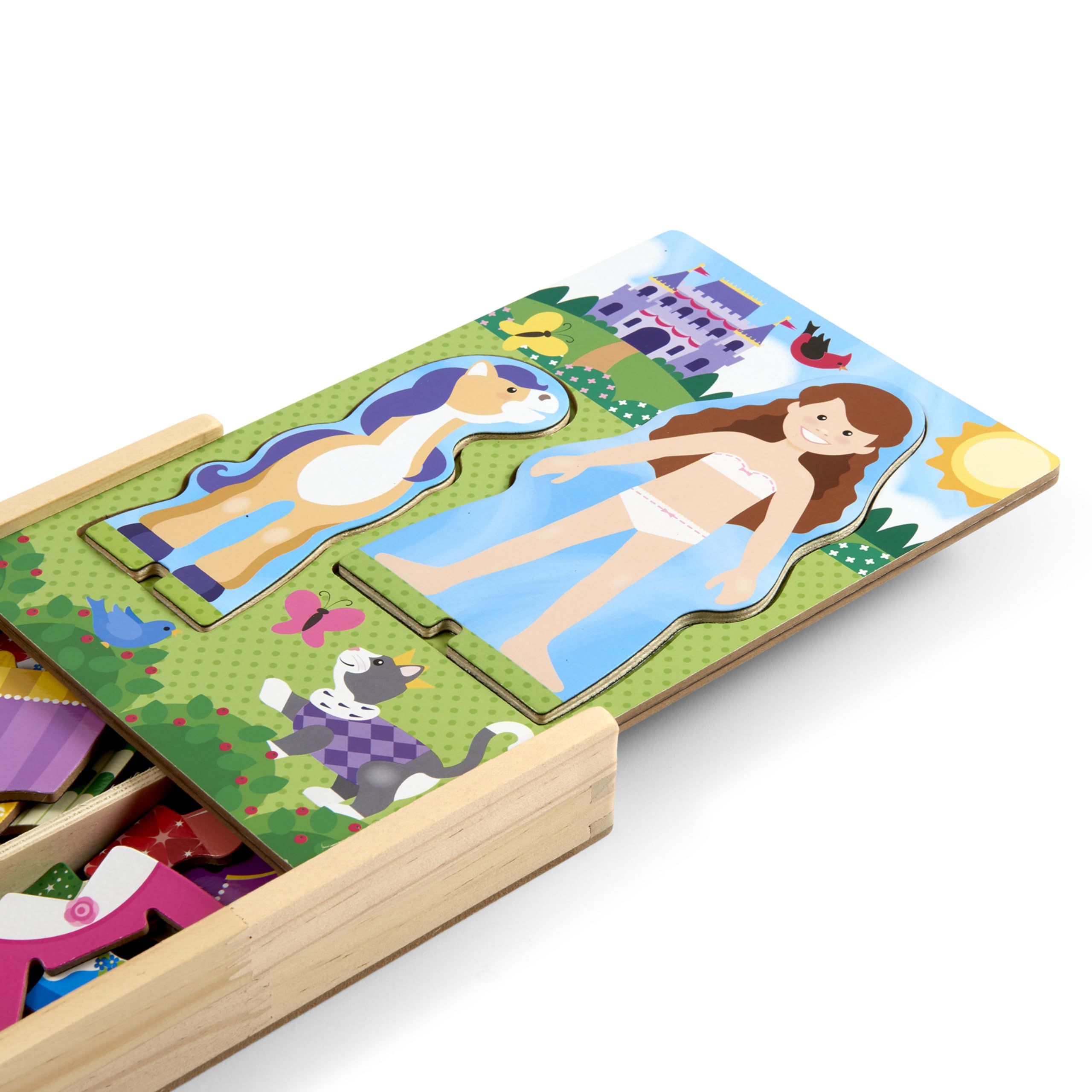 Melissa & Doug Princess & Horse Magnetic Dress-Up Wooden Doll Pretend Play Set - 35 Piece Wooden Magnetic Doll & Costume Set for Kids - Perfect for Imaginative Play, Birthday Gifts & Preschool Learning Activities