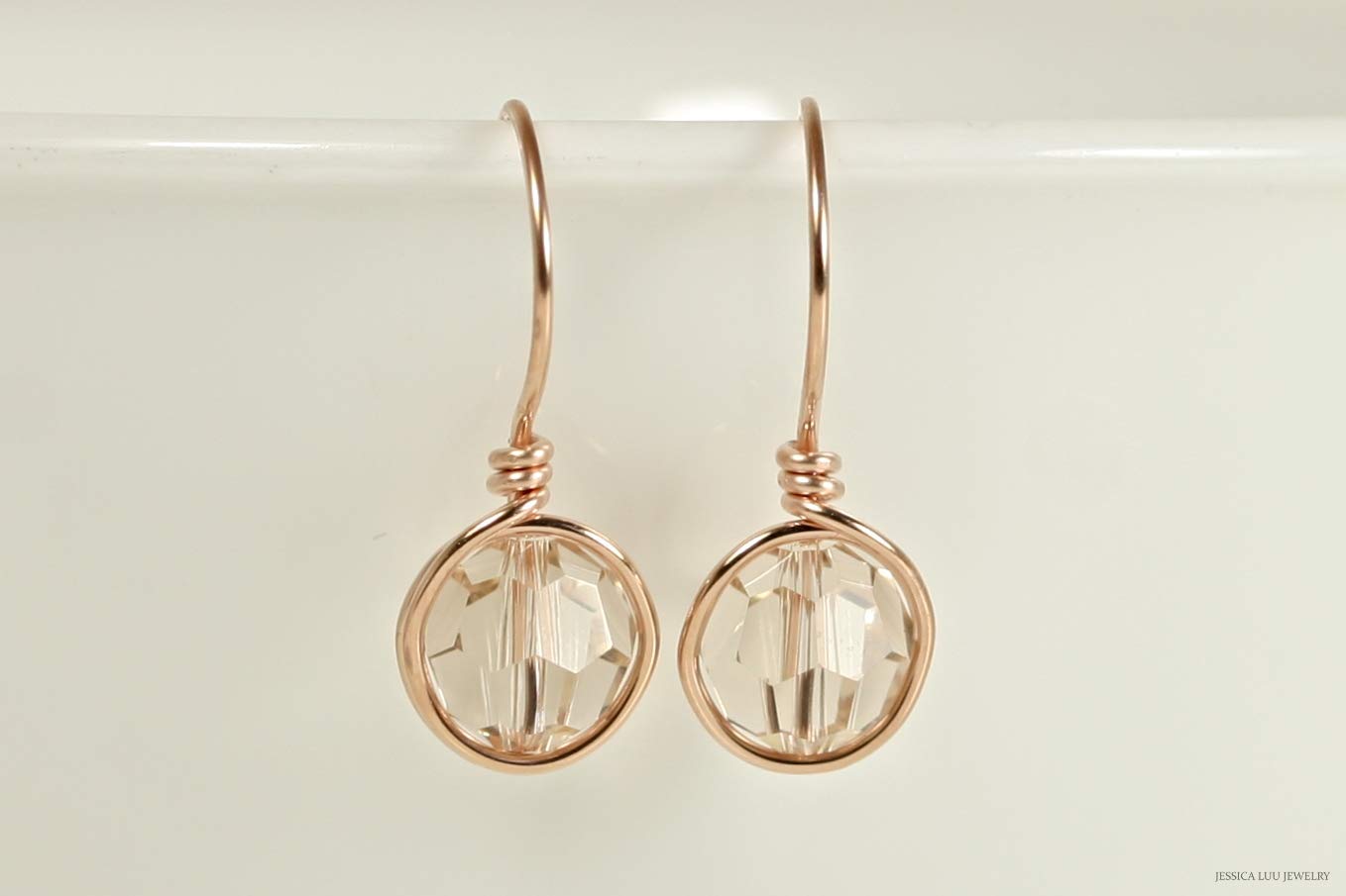 Rose Gold Earrings with Silk Crystals - Handmade Jewelry for Party & Wedding