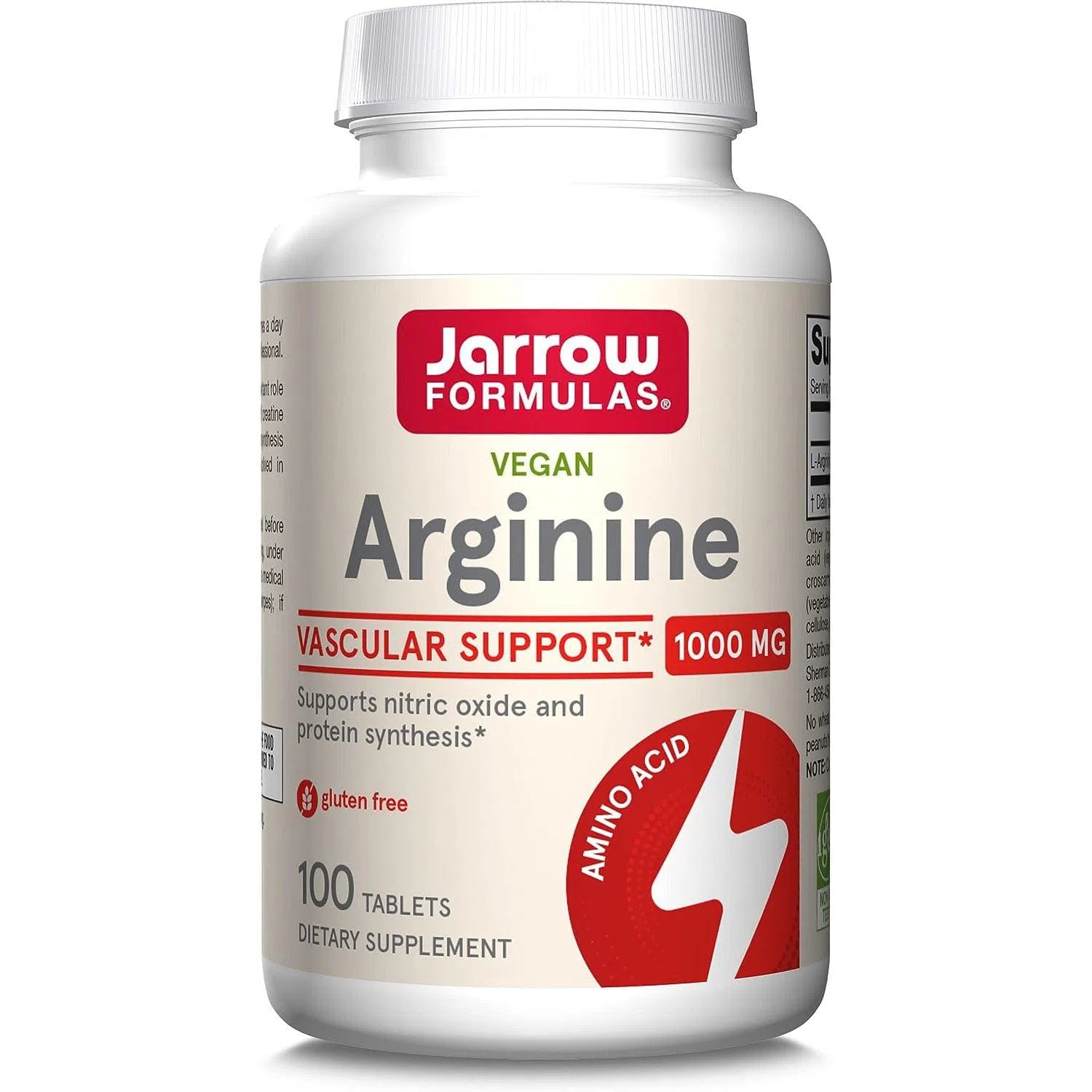 Jarrow Formulas Arginine 1000 mg Supplement - Supports Heart Health, Blood Circulation & Athletic Performance - Nitric Oxide Booster for Workout, Exercise & Cardiovascular Support (120 Capsules)