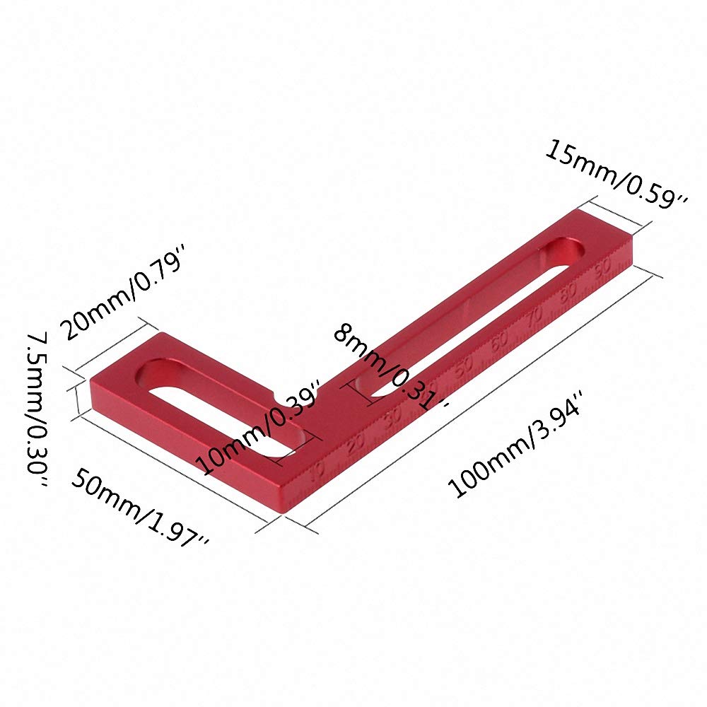 1Pc 100mm Aluminum Alloy Right Angle Precision Measuring Ruler - Mini Clamping Square for Woodworking, Metalworking & DIY Projects