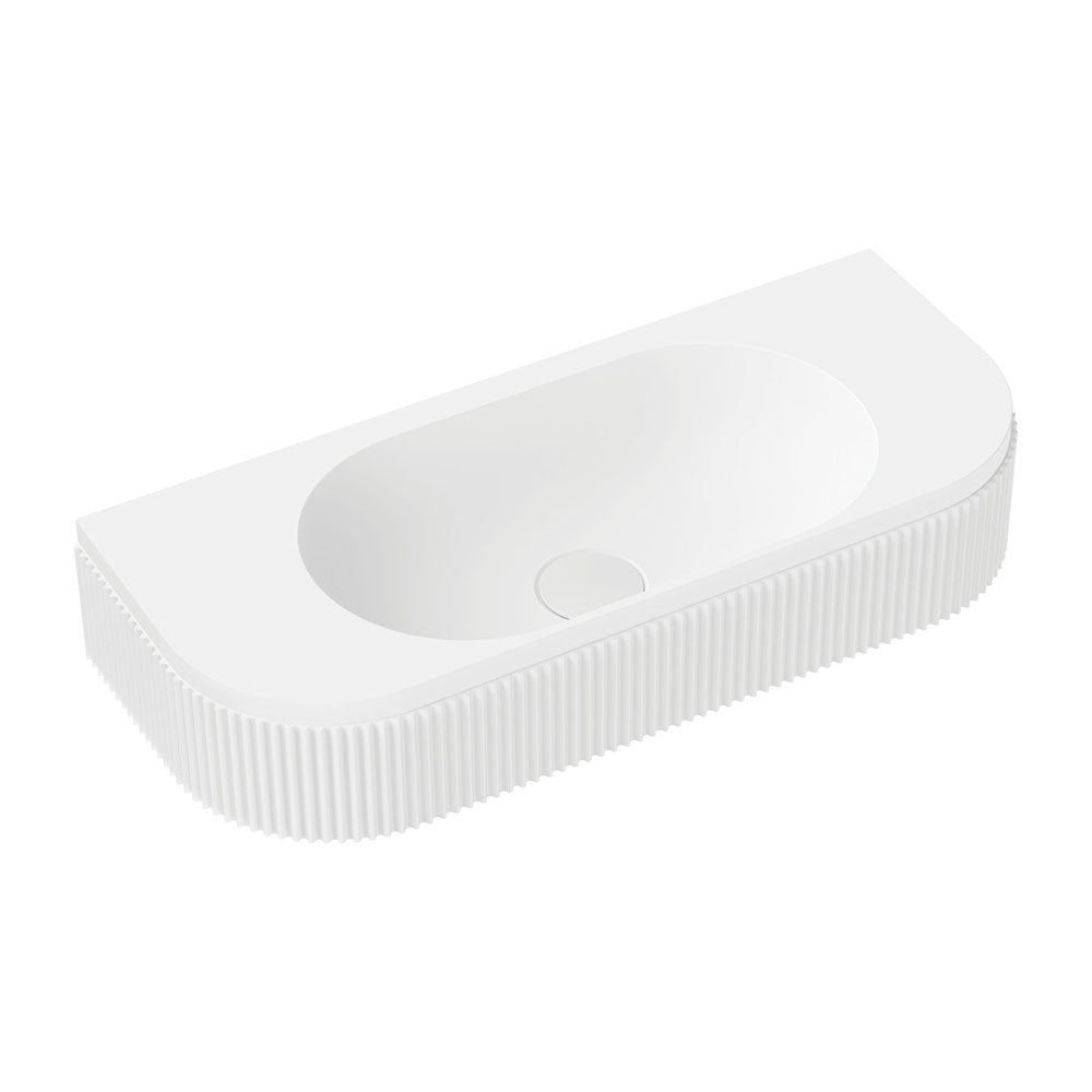 Fienza CSB310 Minka Solid Surface Wall Mount Bathroom Sink - No Tap Hole - Modern Vanity Basin for Powder Room, Guest Bath & Small Spaces