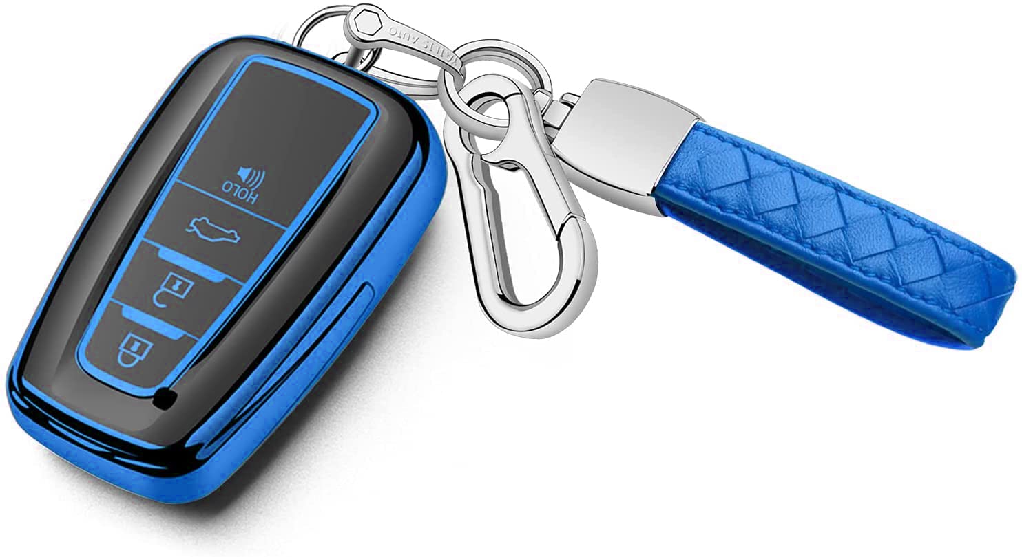 Premium Leather Keychain & Soft TPU Key Fob Cover Protector for Toyota - Durable Car Remote Case with Anti-Scratch Protection (Perfect for Daily Use & Travel Accessories)