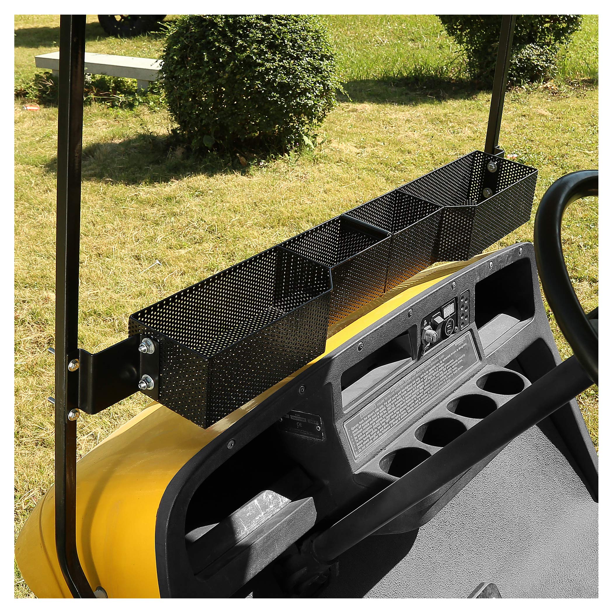 10L0L Golf Cart Front Storage Basket for EZGO TXT & RXV - Metal Mesh Tray Organizer with Dash Storage Box | Perfect for Golf Accessories, Tools & Personal Items