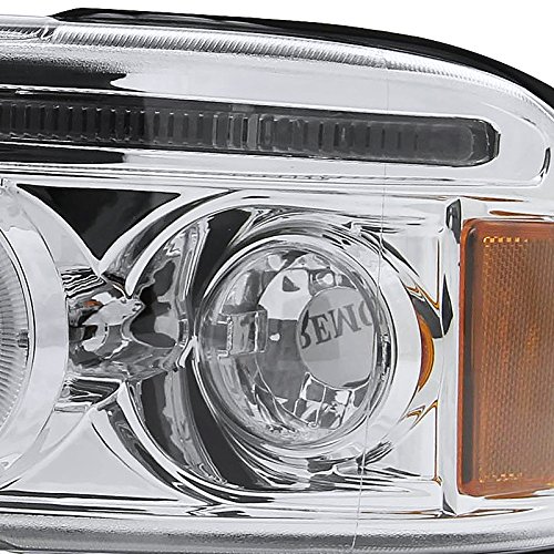 Spec-D Tuning 2LHP-RAM94-TM LED Halo Projector Headlights for Dodge Ram 1500/2500/3500 - Chrome Clear Lens - Upgrade Your Truck's Style & Night Visibility (Perfect for Off-Roading & Night Driving)