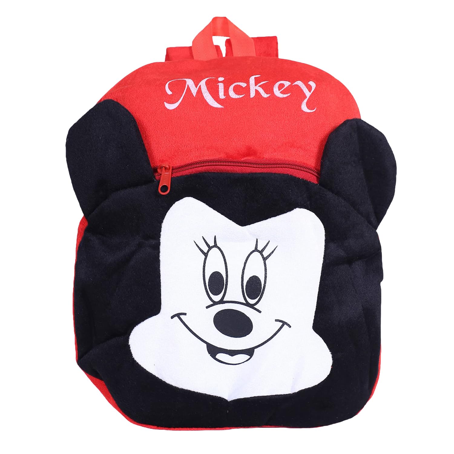 Disney Mickey Mouse Velvet Kids School Backpack - 2 Compartment Book Bag for Boys & Girls | Durable Student Backpack for Elementary School, Daycare & Travel | Red