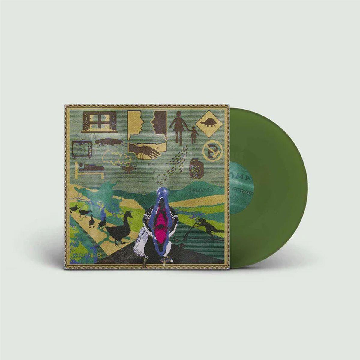 AMAMA Olive Green Vinyl Record Player - Vintage Style Turntable with Built-in Speakers for Home, Office & Party Music Listening