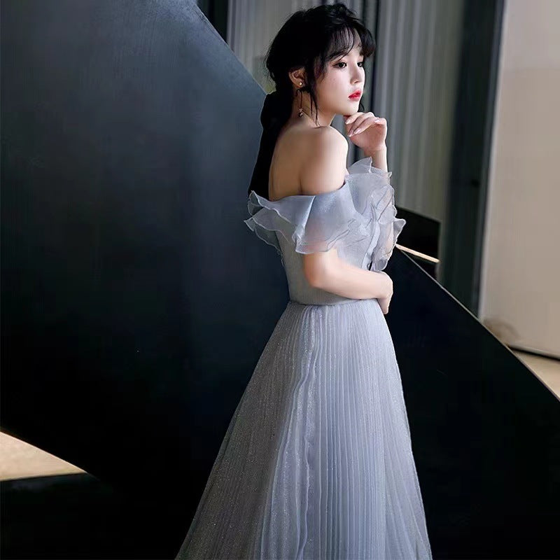 Elegant Off Shoulder A-Line Prom Dress with Tulle Skirt - Perfect for Evening Parties, Homecoming, and Formal Events