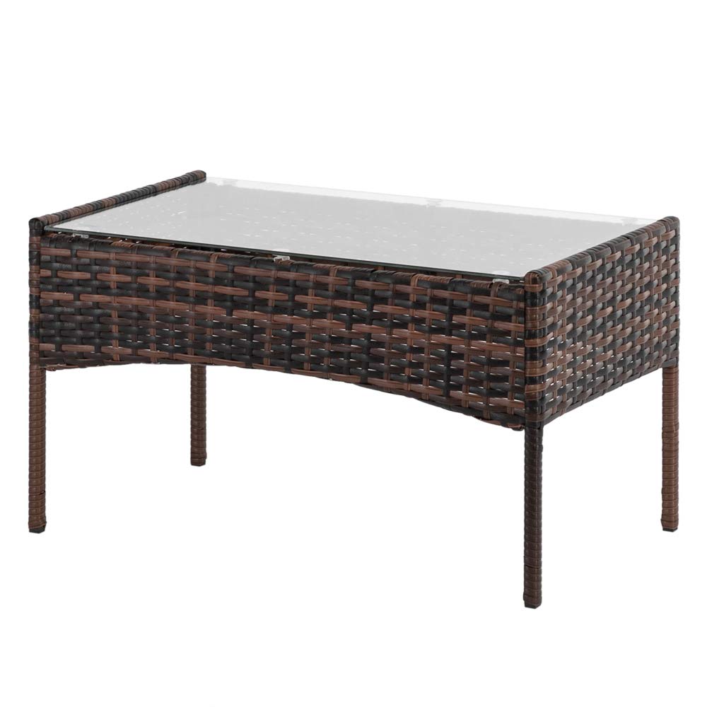 4-Piece Brown Wicker Patio Furniture Set - Outdoor Rattan Sofa with Coffee Table for Balcony, Poolside, Backyard, Porch & Garden - Perfect for Relaxing, Entertaining & Outdoor Conversations