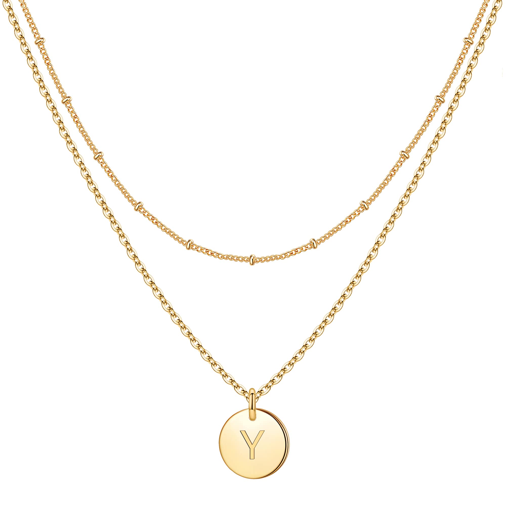 Personalized Initial Necklaces for Women & Girls - Gold, Silver, Rose Gold Double-Sided Engraved Hammered Coin Pendant, Layered Jewelry Gift for Easter, Birthday, Christmas | Perfect for Teens, Best Friends & Special Occasions