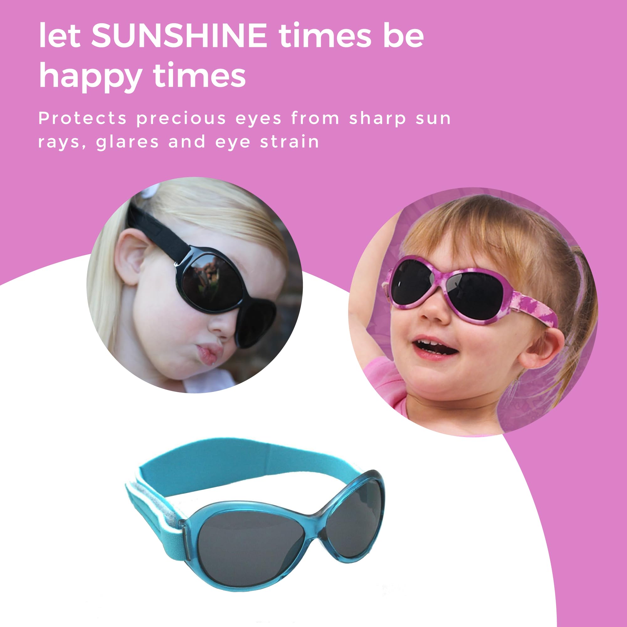 Baby Banz Retro Kidz Oval Sunglasses for Toddlers 2-5 Years - 100% UV Protection & Glare Reduction with Adjustable Strap - Perfect for Beach, Park & Outdoor Adventures