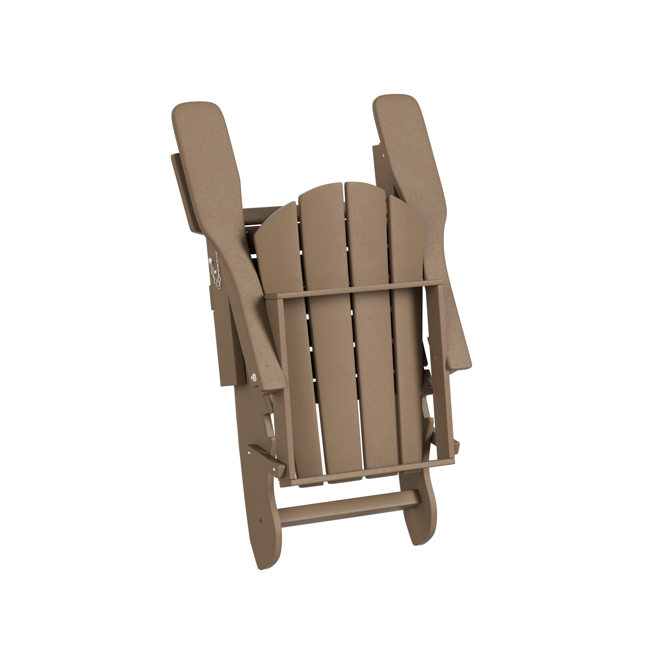 WO Home Furniture 2-Piece Adirondack Chair and Ottoman Set - Classic Outdoor Patio Furniture in Weathered Wood Finish - Perfect for Backyard, Garden, Deck and Poolside Relaxation