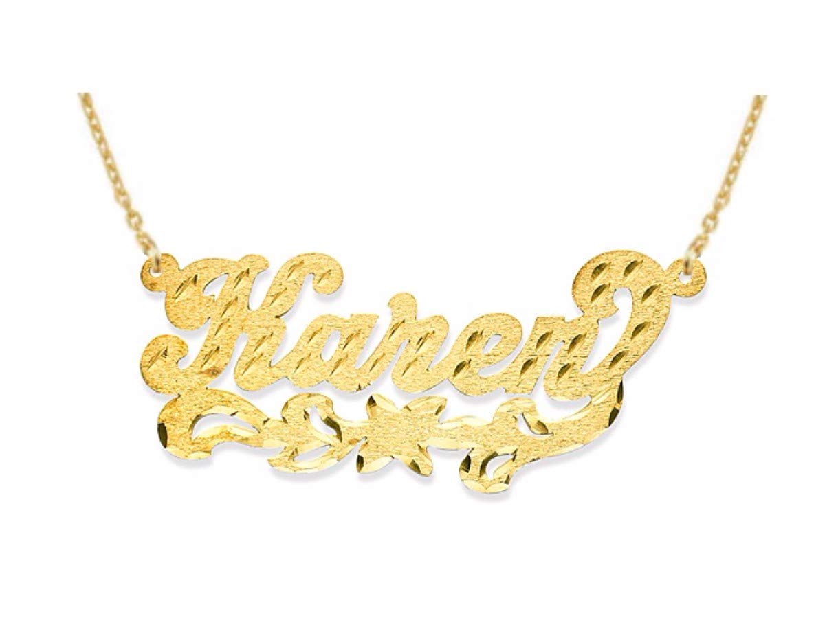 Personalized Diamond Cut Nameplate Necklace for Women & Men - Sterling Silver or Gold Plated, Satin Finish - Custom Engraved Jewelry Gift for Birthday, Anniversary & Special Occasions