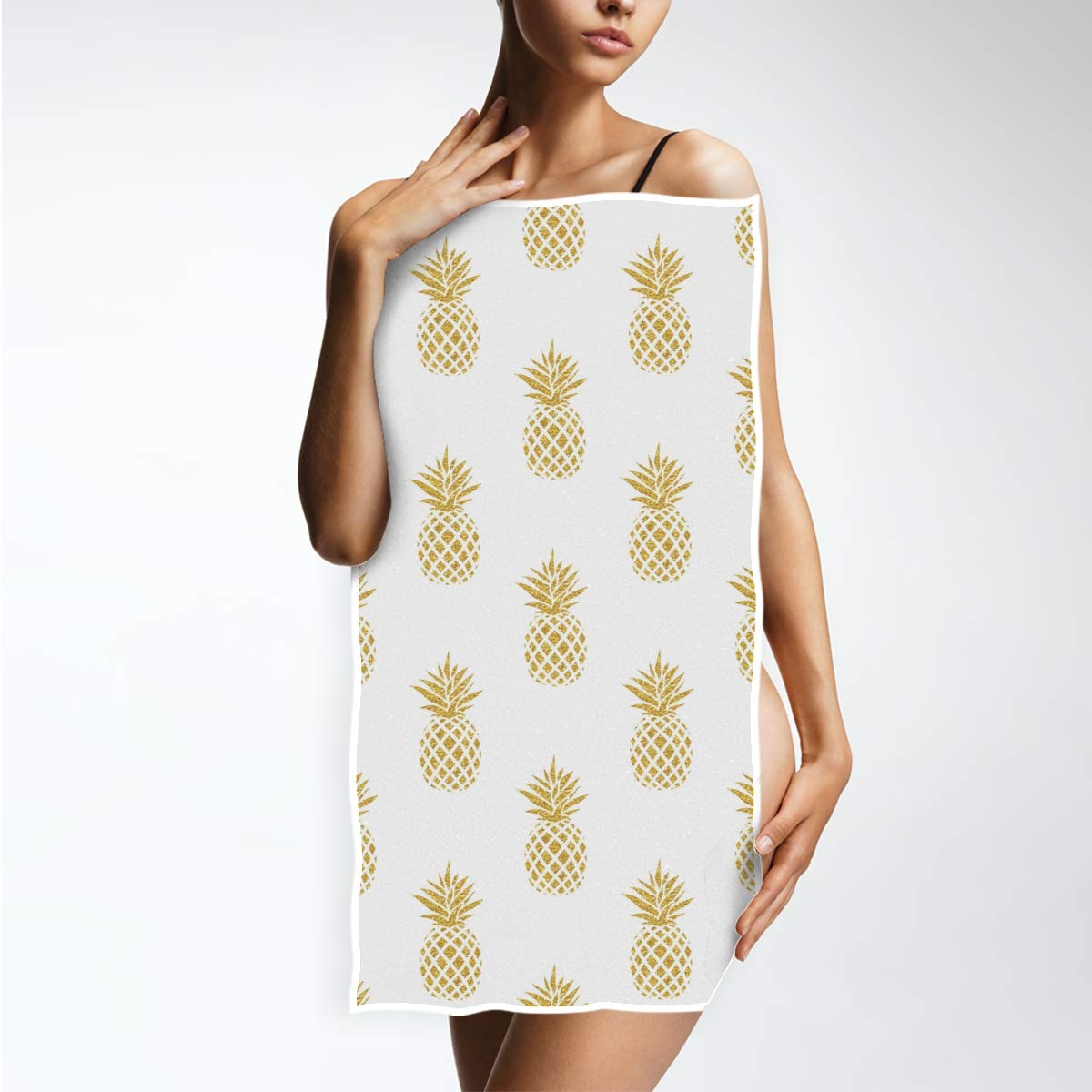 Golden Pineapple Hand Towels 16x30 Inches - Soft & Absorbent Tropical Fruit Bathroom Towels for Kitchen, Guest, and Summer Use - Perfect for Beach, Pool, and Bathroom Decor