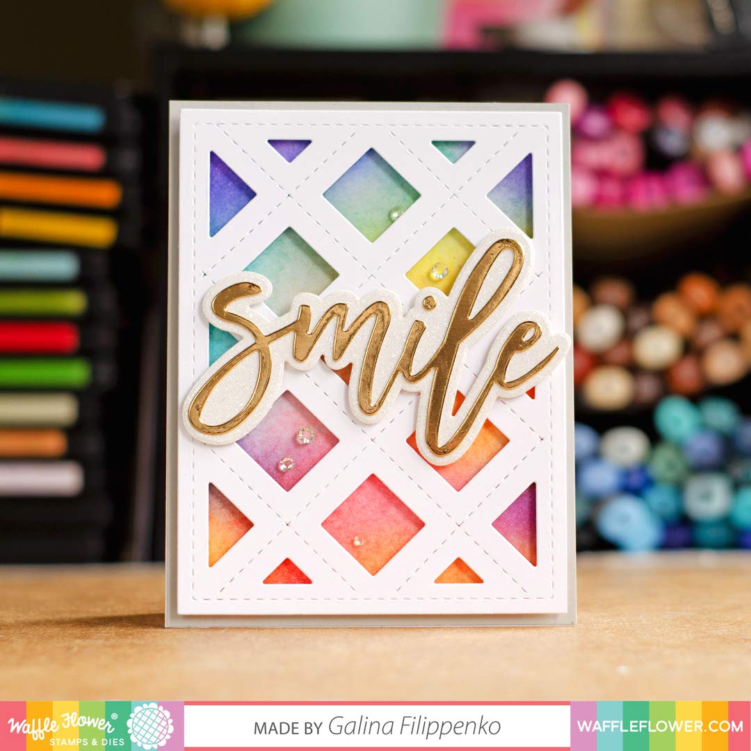 Waffle Flower Oversized Smile Stamp Set for Card Making & Scrapbooking - DIY Greeting Cards, Journaling, Planner Decorations