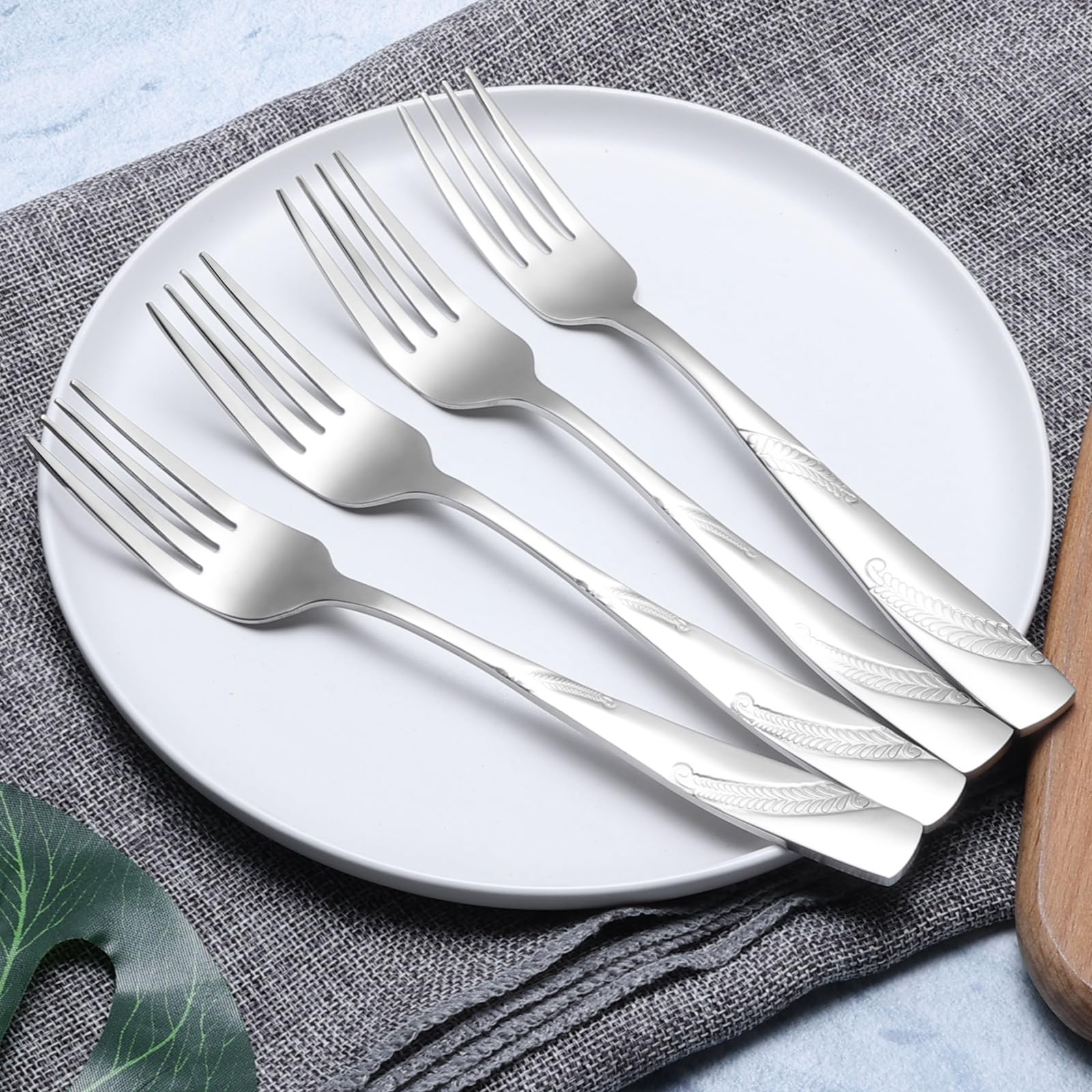 16-Piece Stainless Steel Dinner Forks Set - 8.19 Inch Elegant Kitchen Silverware for Restaurants, Weddings & Home Dining - Dishwasher Safe & Rust Resistant