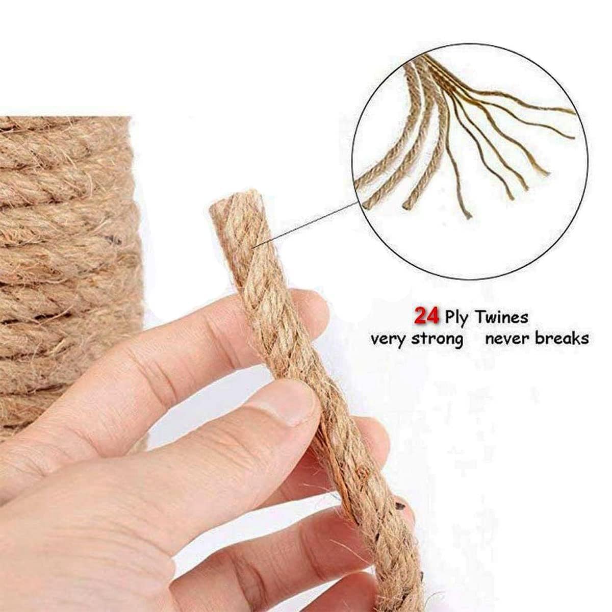 10mm Heavy-Duty Natural Jute Rope - 10ft Strong Hemp Cord for DIY Crafts, Hammocks, Climbing Gym, Dock Railings, Chair Repair & Garden Decor | Indoor/Outdoor Use for Home, Camping & Marine Applications
