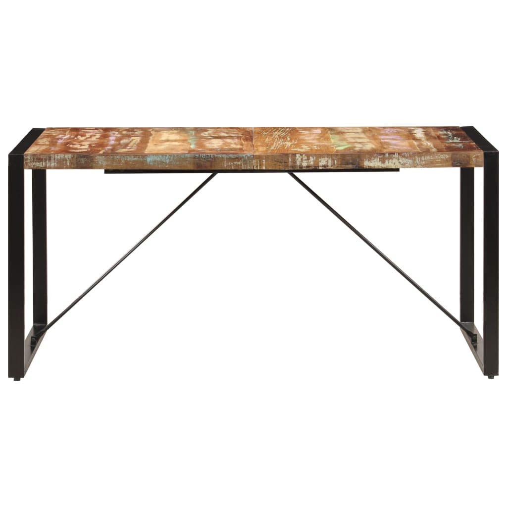 Rustic Reclaimed Wood Dining Table with Powder-Coated Steel Legs - 63