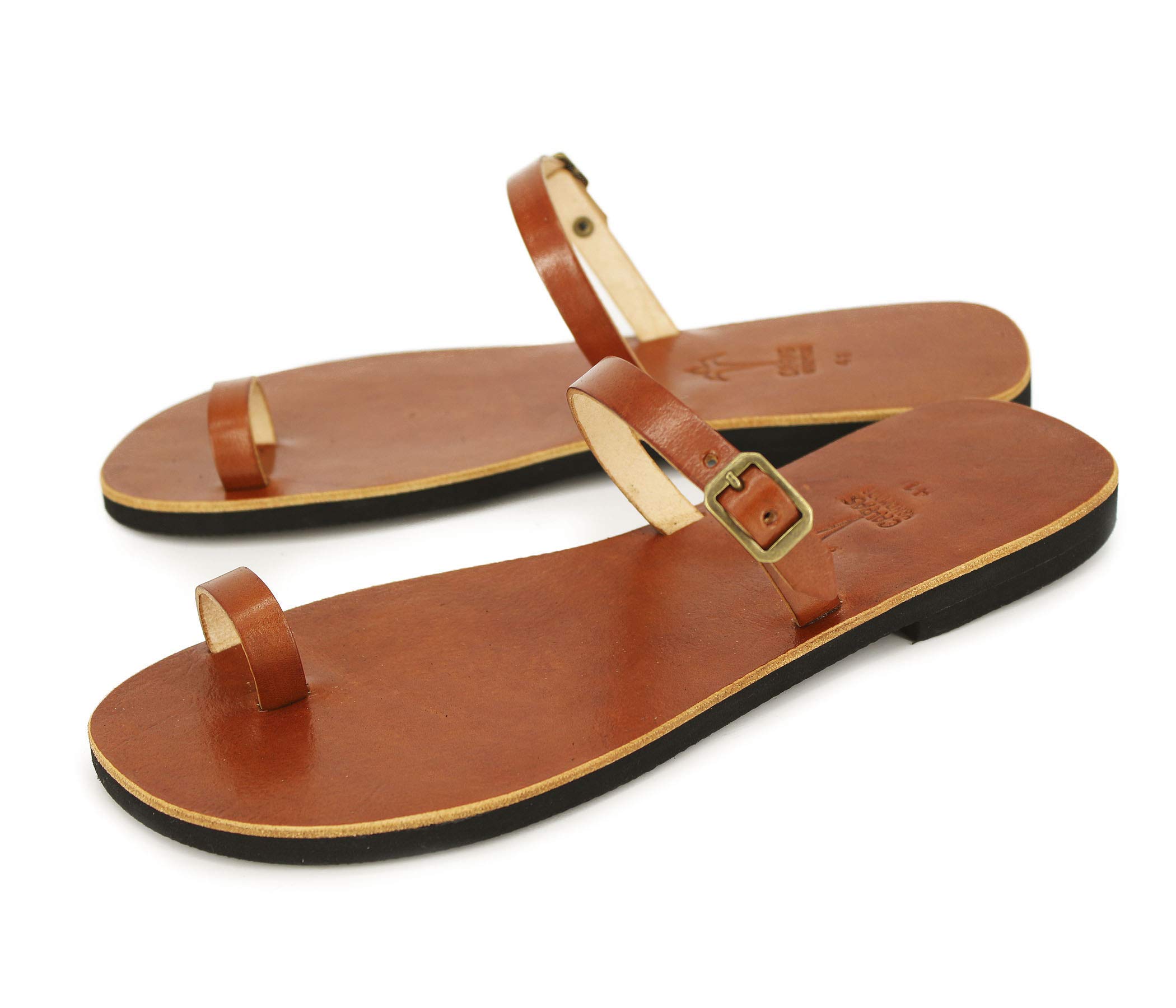 Barefoot Leather Sandals with Toe Ring - Minimalist Greek Slide Sandals for Women | Beach, Boho, Summer Outfits
